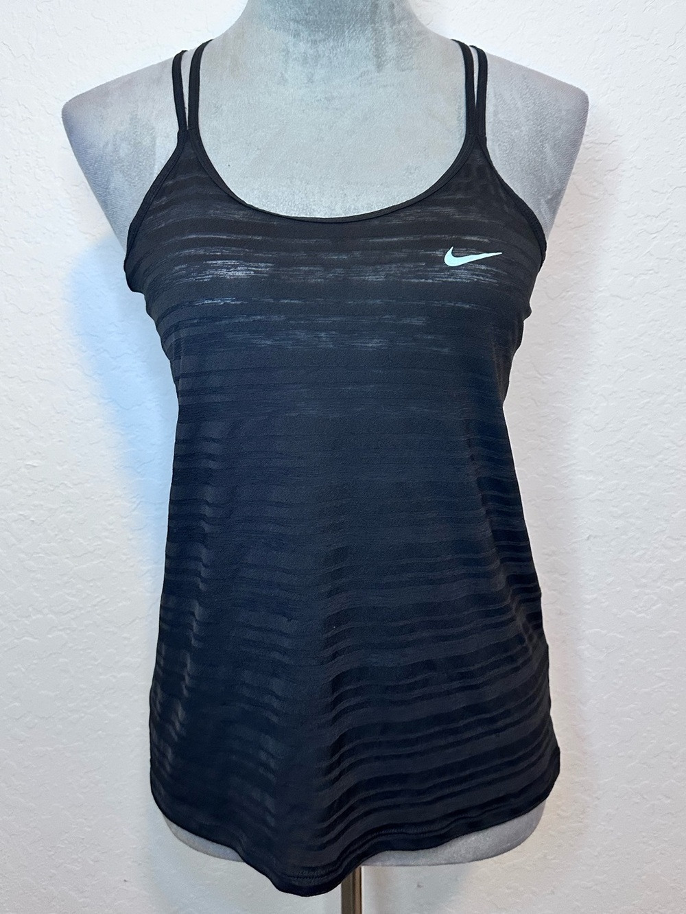 Nike Dri-FIT Burnout Strappy Racerback Tank Top Black Women’s Small Athletic